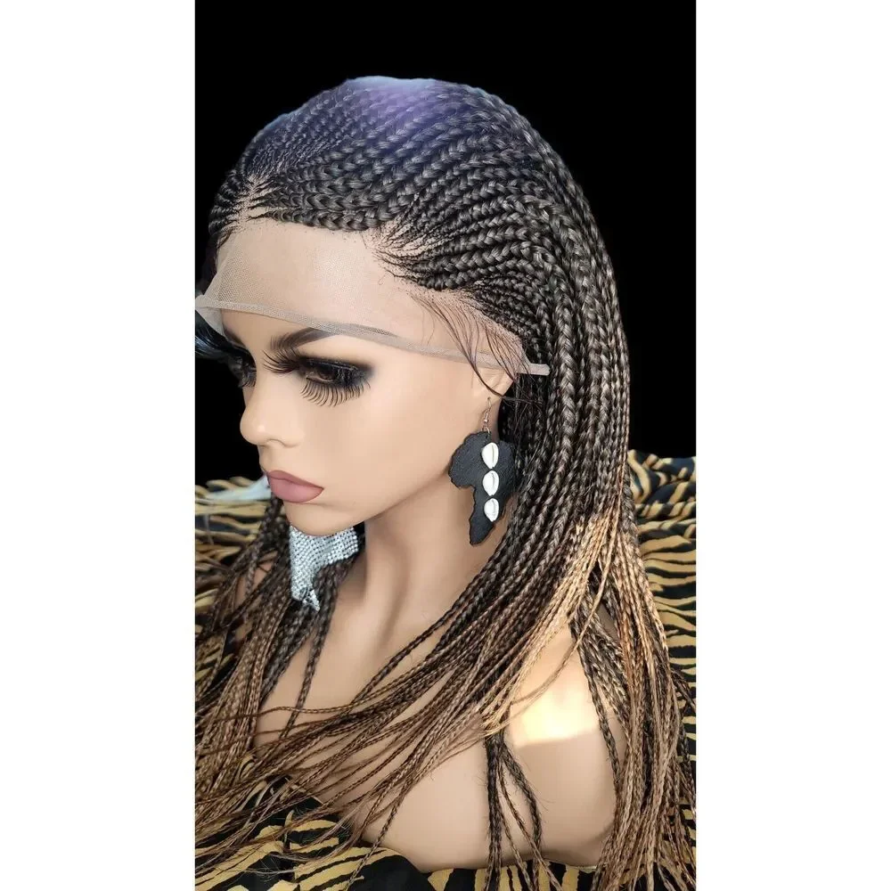 Handmade Braided Wig- Ombre Color Brown Chesnut, Ghana Weave